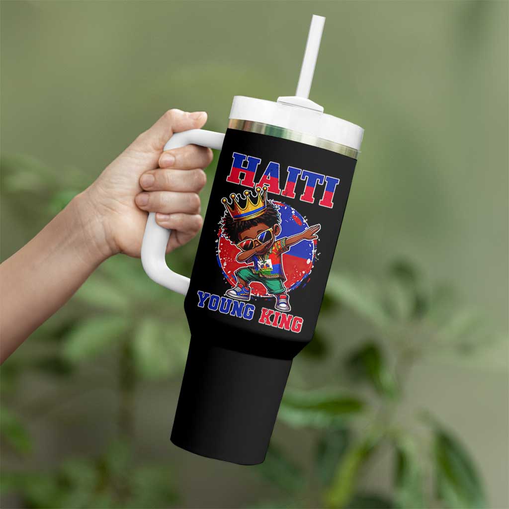 Haiti Young King Dabbing Boy Kids Graphic Tumbler With Handle Haitian Heritage Pride