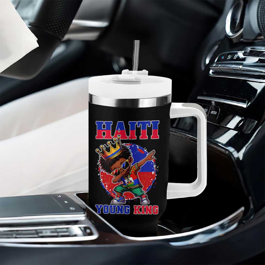 Haiti Young King Dabbing Boy Kids Graphic Tumbler With Handle Haitian Heritage Pride