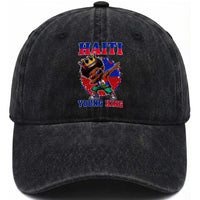 Haiti Young King Dabbing Boy Kids Graphic Washed Cotton Baseball Cap Haitian Heritage Pride