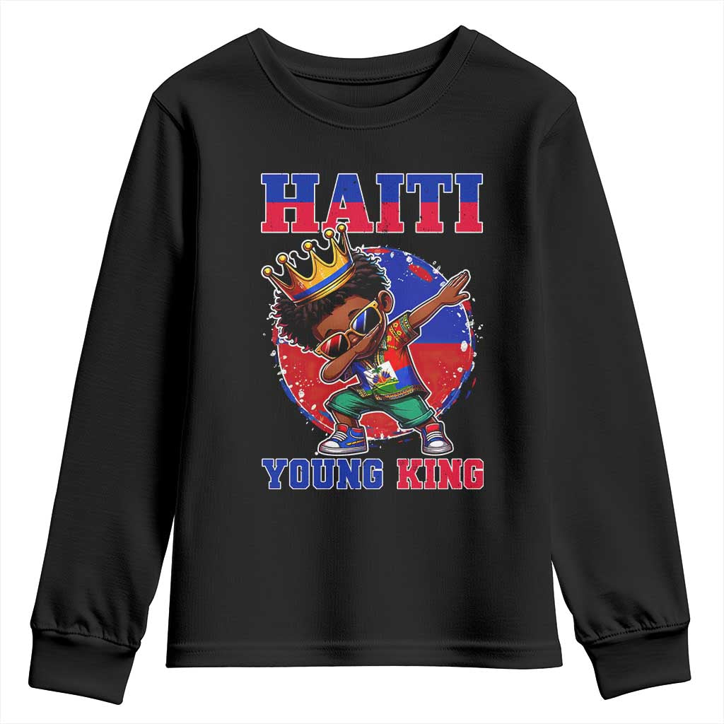 Haiti Young King Dabbing Boy Kids Graphic Youth Sweatshirt Haitian Heritage Pride