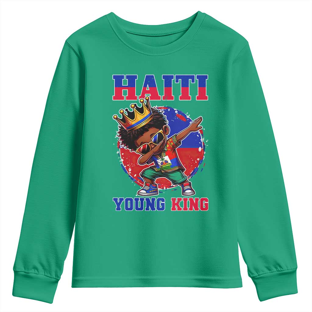Haiti Young King Dabbing Boy Kids Graphic Youth Sweatshirt Haitian Heritage Pride