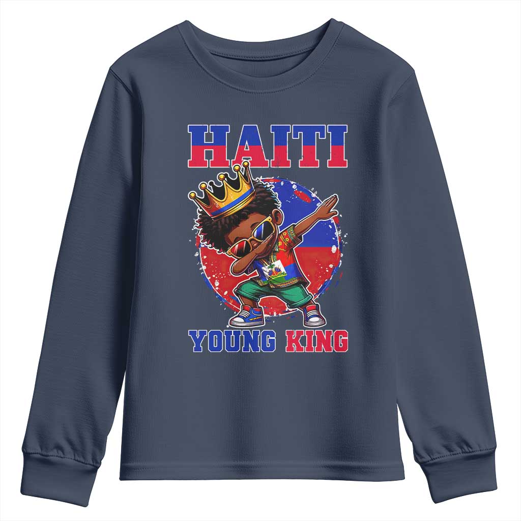 Haiti Young King Dabbing Boy Kids Graphic Youth Sweatshirt Haitian Heritage Pride
