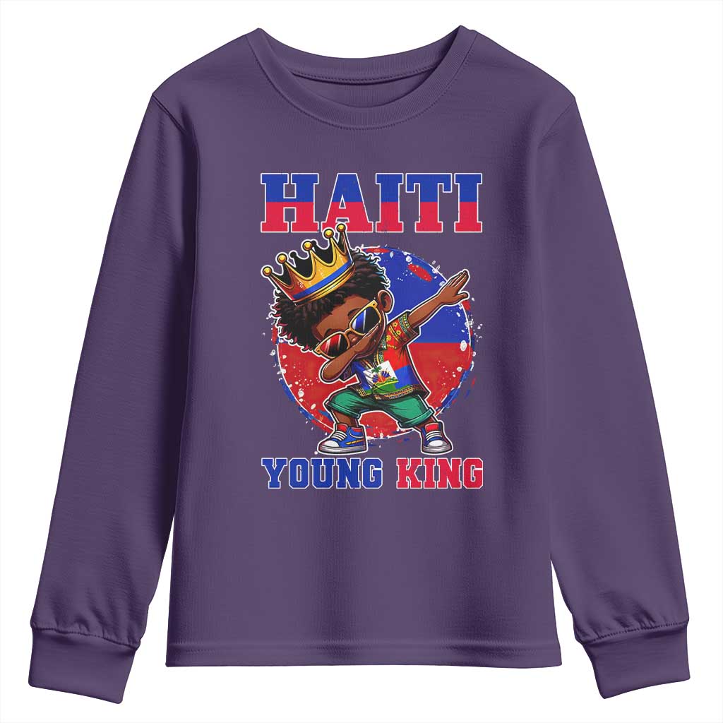 Haiti Young King Dabbing Boy Kids Graphic Youth Sweatshirt Haitian Heritage Pride