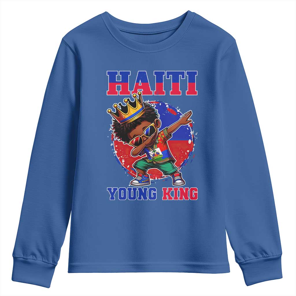 Haiti Young King Dabbing Boy Kids Graphic Youth Sweatshirt Haitian Heritage Pride