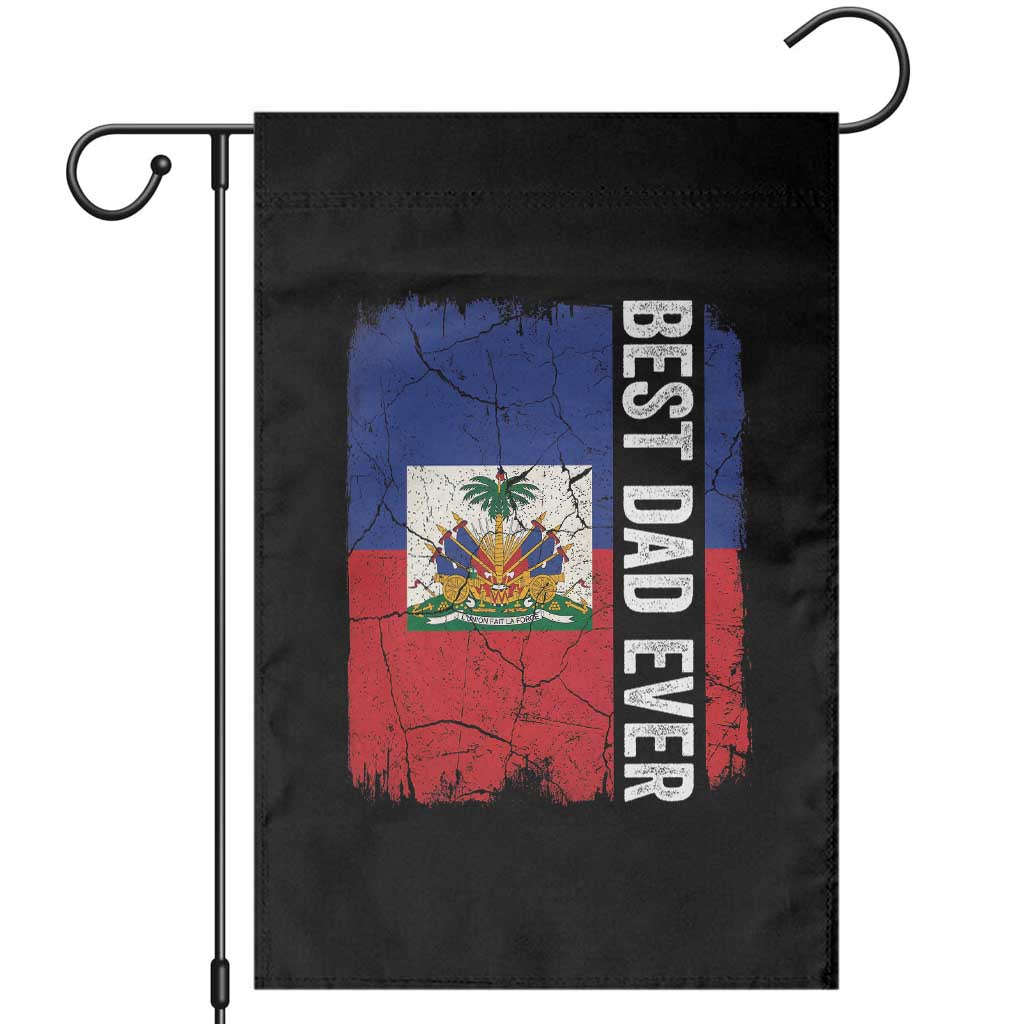 Best Dad Ever Haitian Papa Garden Flag Vintage Distressed Haiti Flag Father's Day