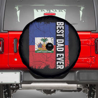 Best Dad Ever Haitian Papa Spare Tire Cover Vintage Distressed Haiti Flag Father's Day