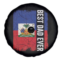 Best Dad Ever Haitian Papa Spare Tire Cover Vintage Distressed Haiti Flag Father's Day