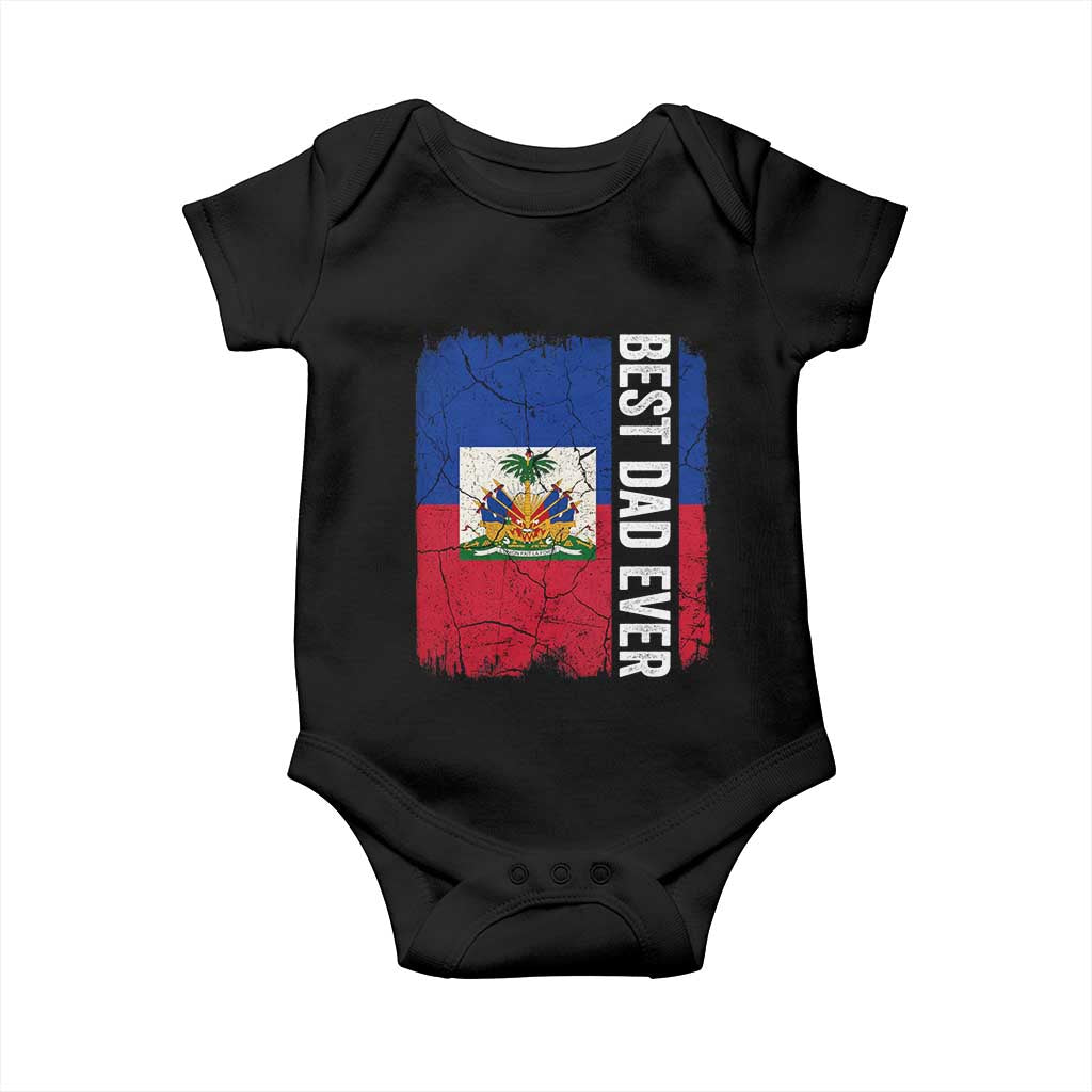 Best Dad Ever Haitian Papa Baby Onesie Vintage Distressed Haiti Flag Father's Day