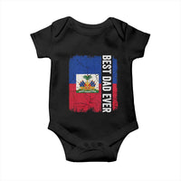 Best Dad Ever Haitian Papa Baby Onesie Vintage Distressed Haiti Flag Father's Day