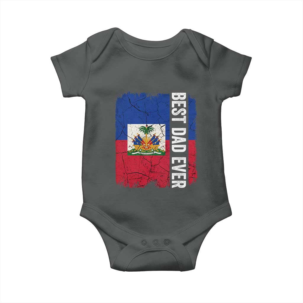 Best Dad Ever Haitian Papa Baby Onesie Vintage Distressed Haiti Flag Father's Day