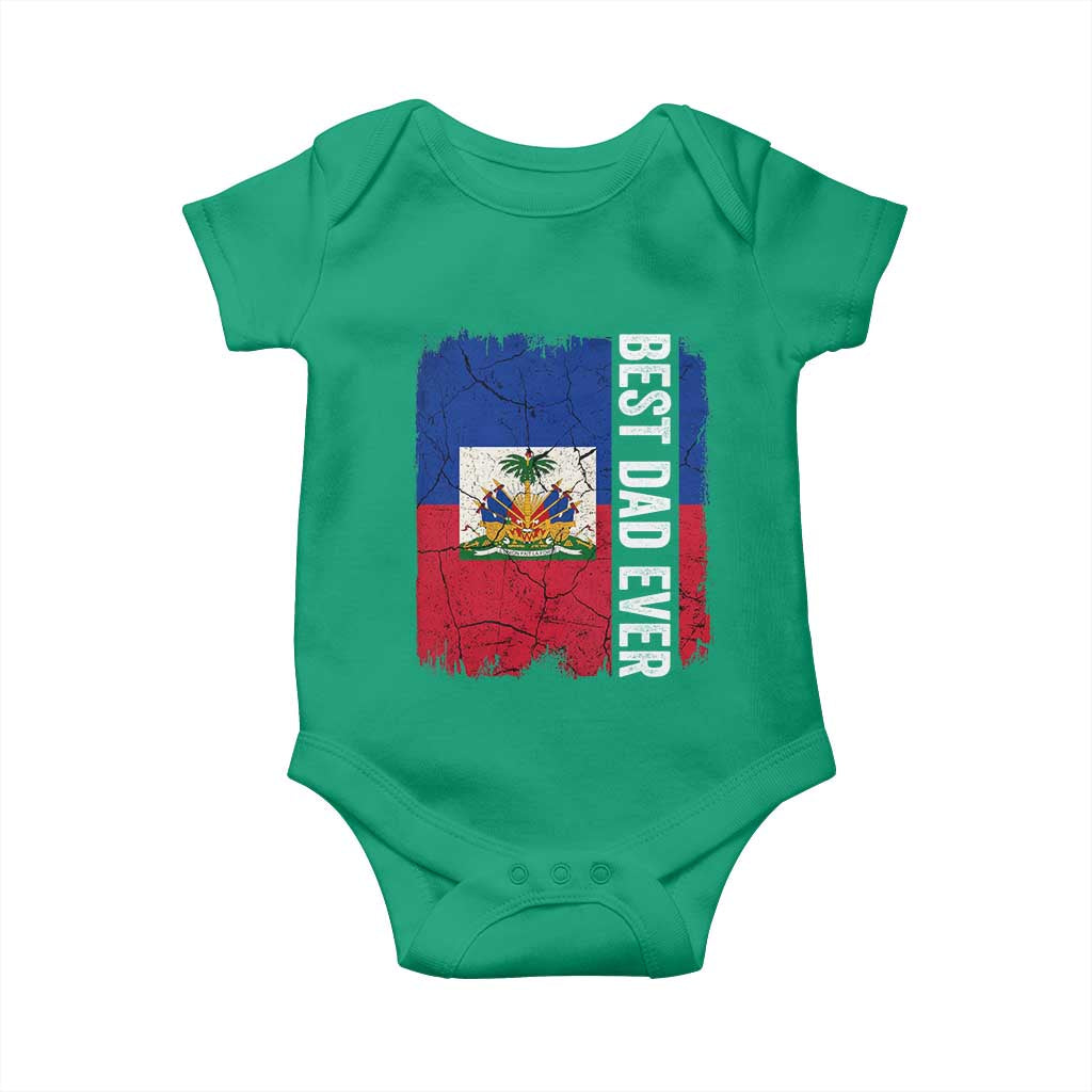 Best Dad Ever Haitian Papa Baby Onesie Vintage Distressed Haiti Flag Father's Day