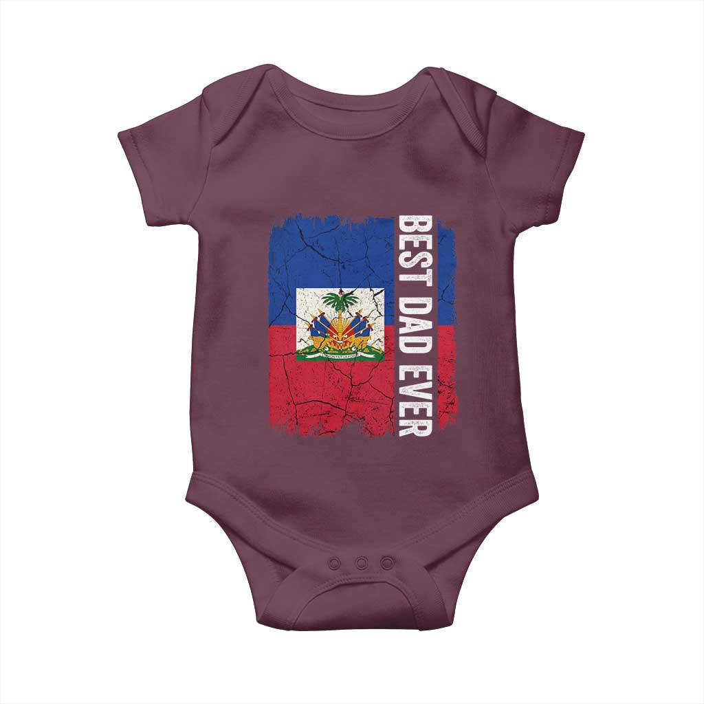 Best Dad Ever Haitian Papa Baby Onesie Vintage Distressed Haiti Flag Father's Day