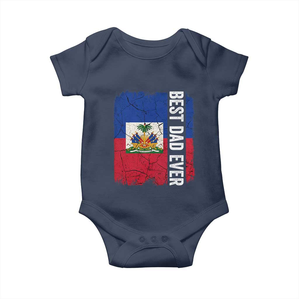Best Dad Ever Haitian Papa Baby Onesie Vintage Distressed Haiti Flag Father's Day