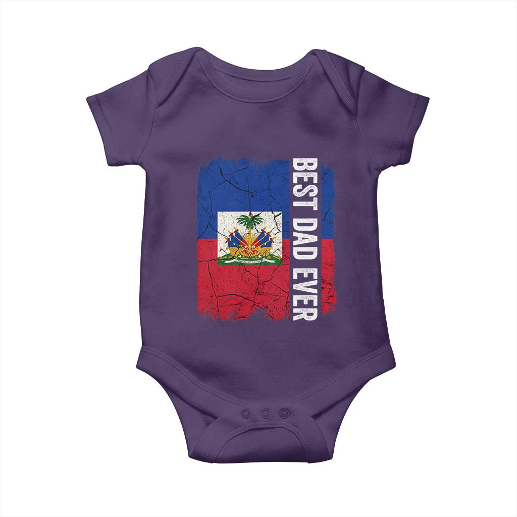 Best Dad Ever Haitian Papa Baby Onesie Vintage Distressed Haiti Flag Father's Day