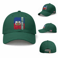 Best Dad Ever Haitian Papa Baseball Cap Vintage Distressed Haiti Flag Father's Day