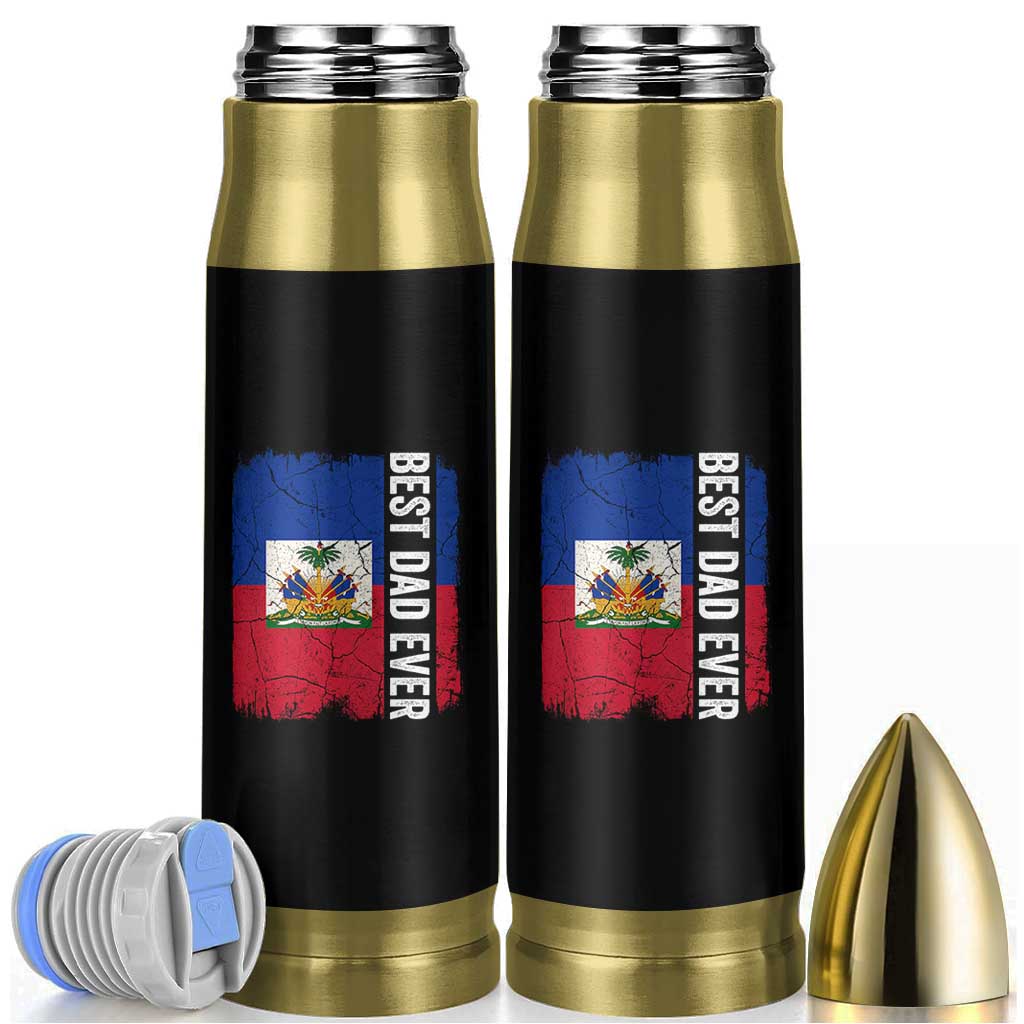 Best Dad Ever Haitian Papa Bullet Tumbler Vintage Distressed Haiti Flag Father's Day