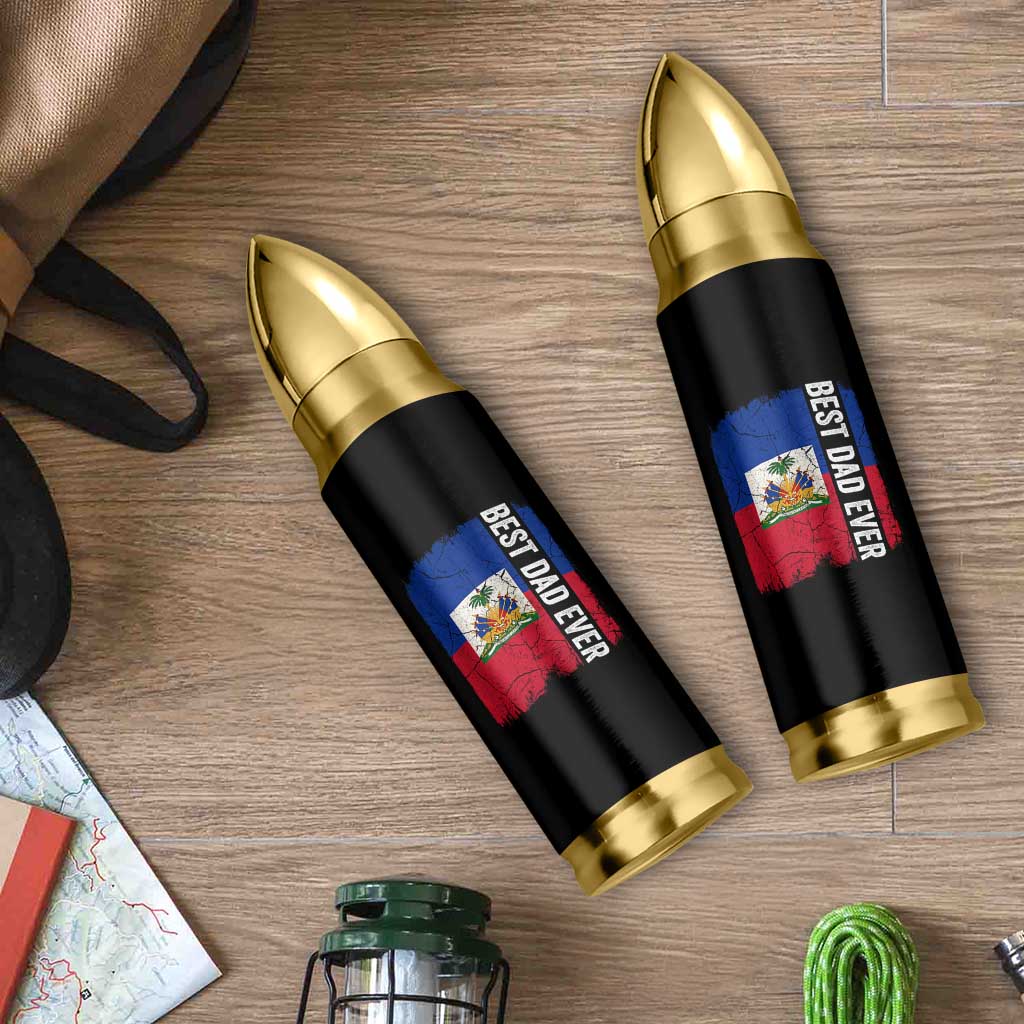 Best Dad Ever Haitian Papa Bullet Tumbler Vintage Distressed Haiti Flag Father's Day