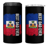 Best Dad Ever Haitian Papa 4 in 1 Can Cooler Tumbler Vintage Distressed Haiti Flag Father's Day