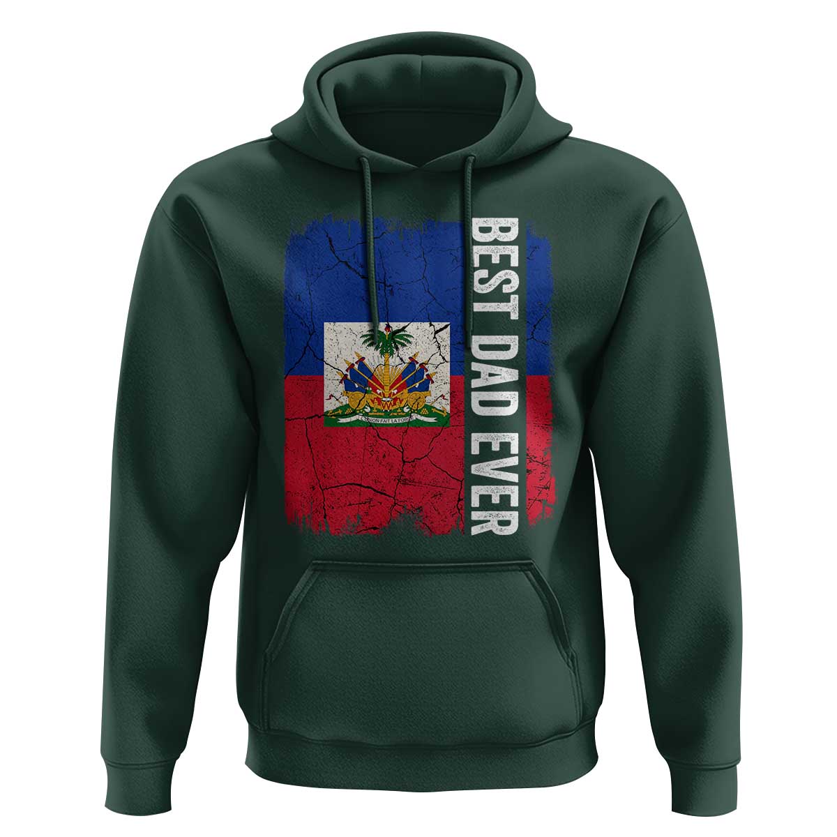 Best Dad Ever Haitian Papa Hoodie Vintage Distressed Haiti Flag Father's Day