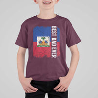 Best Dad Ever Haitian Papa T Shirt For Kid Vintage Distressed Haiti Flag Father's Day