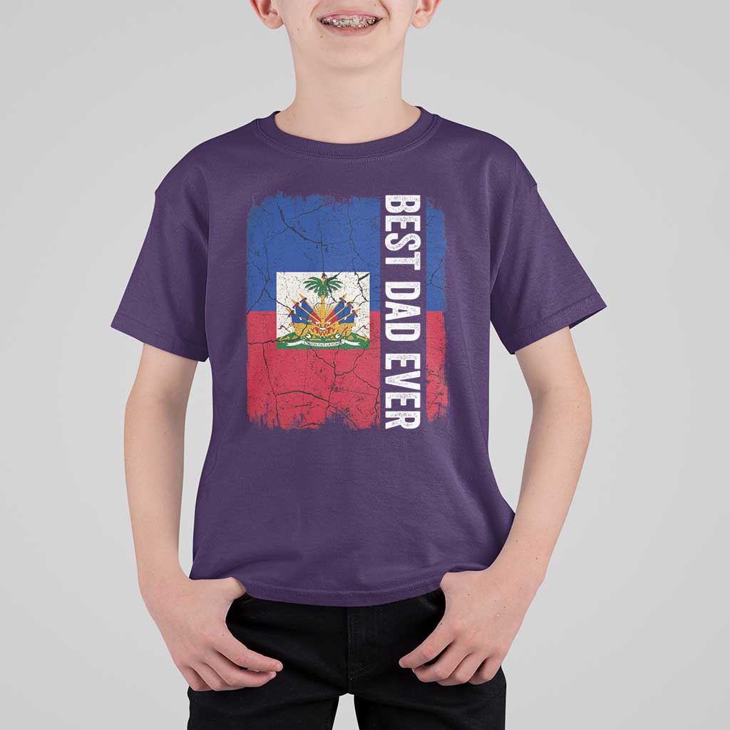 Best Dad Ever Haitian Papa T Shirt For Kid Vintage Distressed Haiti Flag Father's Day