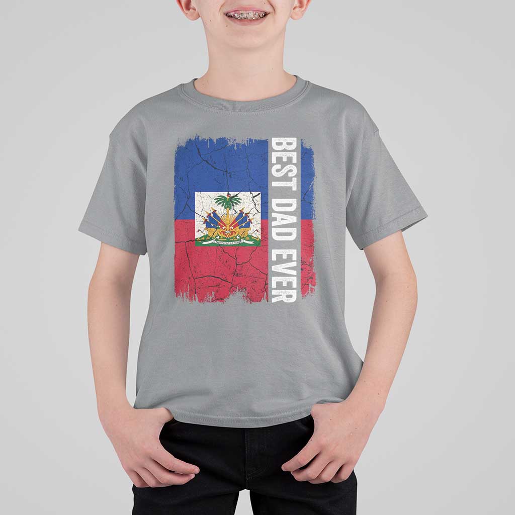 Best Dad Ever Haitian Papa T Shirt For Kid Vintage Distressed Haiti Flag Father's Day