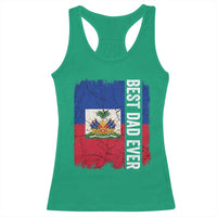 Best Dad Ever Haitian Papa Racerback Tank Top Vintage Distressed Haiti Flag Father's Day