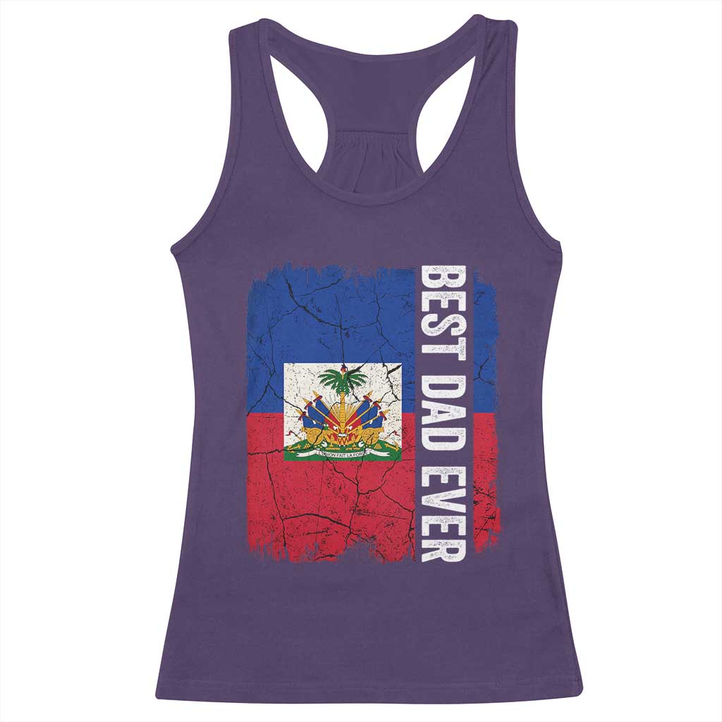 Best Dad Ever Haitian Papa Racerback Tank Top Vintage Distressed Haiti Flag Father's Day