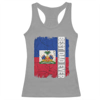 Best Dad Ever Haitian Papa Racerback Tank Top Vintage Distressed Haiti Flag Father's Day