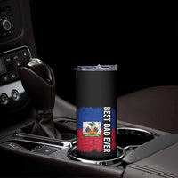 Best Dad Ever Haitian Papa Skinny Tumbler Vintage Distressed Haiti Flag Father's Day