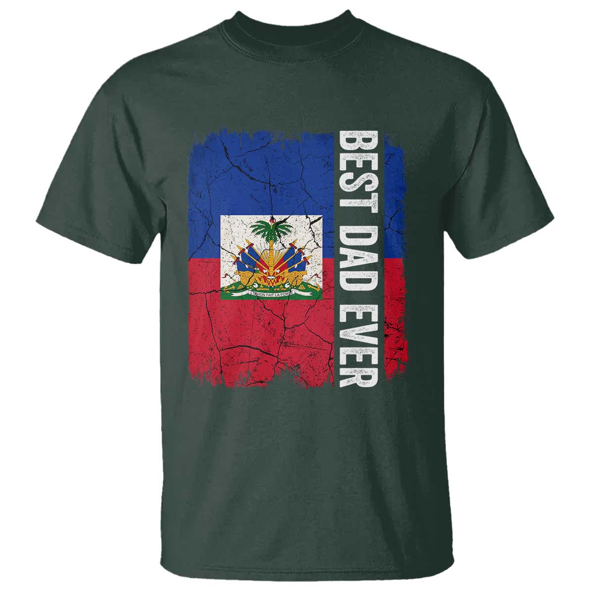 Best Dad Ever Haitian Papa T Shirt Vintage Distressed Haiti Flag Father's Day