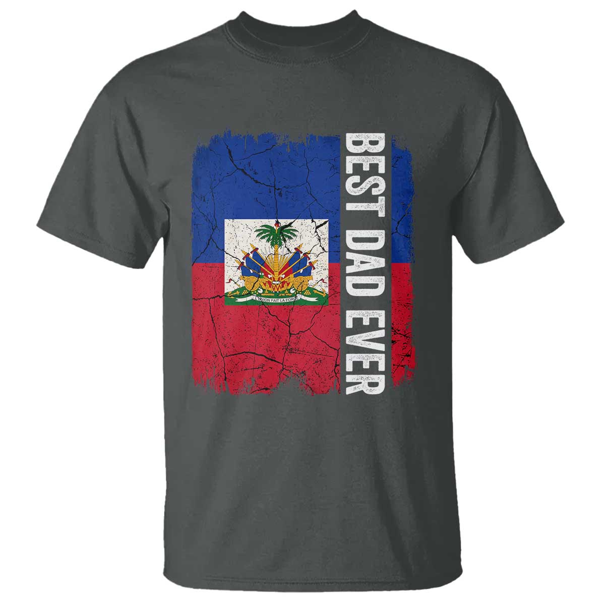 Best Dad Ever Haitian Papa T Shirt Vintage Distressed Haiti Flag Father's Day