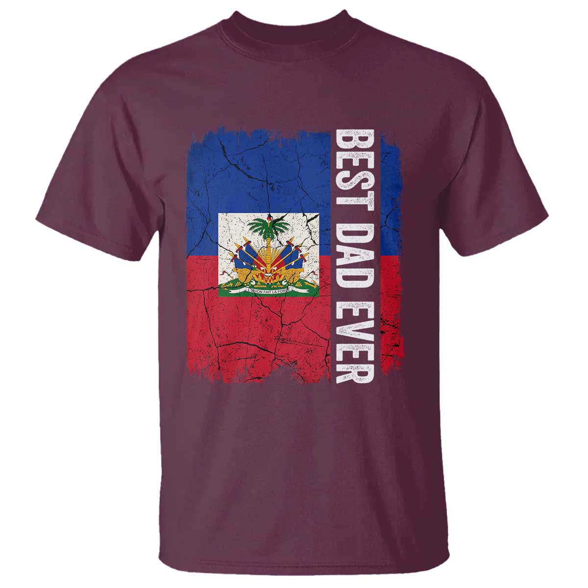 Best Dad Ever Haitian Papa T Shirt Vintage Distressed Haiti Flag Father's Day
