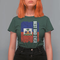 Best Dad Ever Haitian Papa T Shirt For Women Vintage Distressed Haiti Flag Father's Day