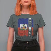 Best Dad Ever Haitian Papa T Shirt For Women Vintage Distressed Haiti Flag Father's Day