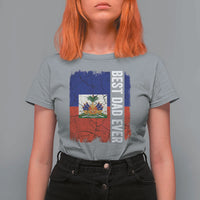 Best Dad Ever Haitian Papa T Shirt For Women Vintage Distressed Haiti Flag Father's Day