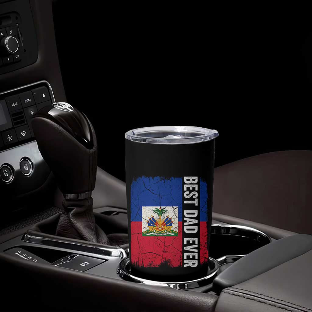 Best Dad Ever Haitian Papa Tumbler Cup Vintage Distressed Haiti Flag Father's Day