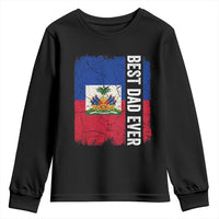 Best Dad Ever Haitian Papa Youth Sweatshirt Vintage Distressed Haiti Flag Father's Day