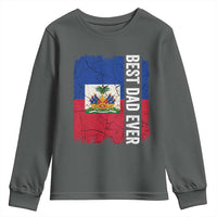 Best Dad Ever Haitian Papa Youth Sweatshirt Vintage Distressed Haiti Flag Father's Day