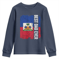 Best Dad Ever Haitian Papa Youth Sweatshirt Vintage Distressed Haiti Flag Father's Day