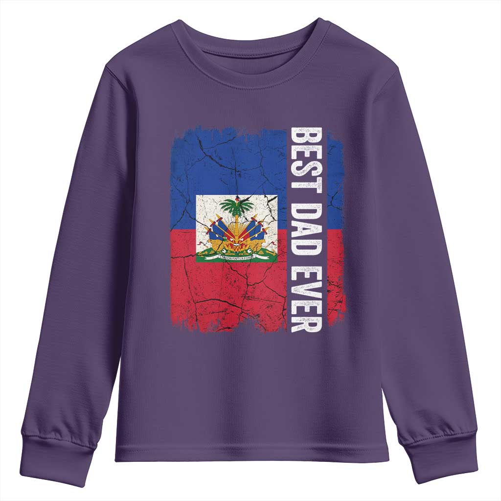 Best Dad Ever Haitian Papa Youth Sweatshirt Vintage Distressed Haiti Flag Father's Day