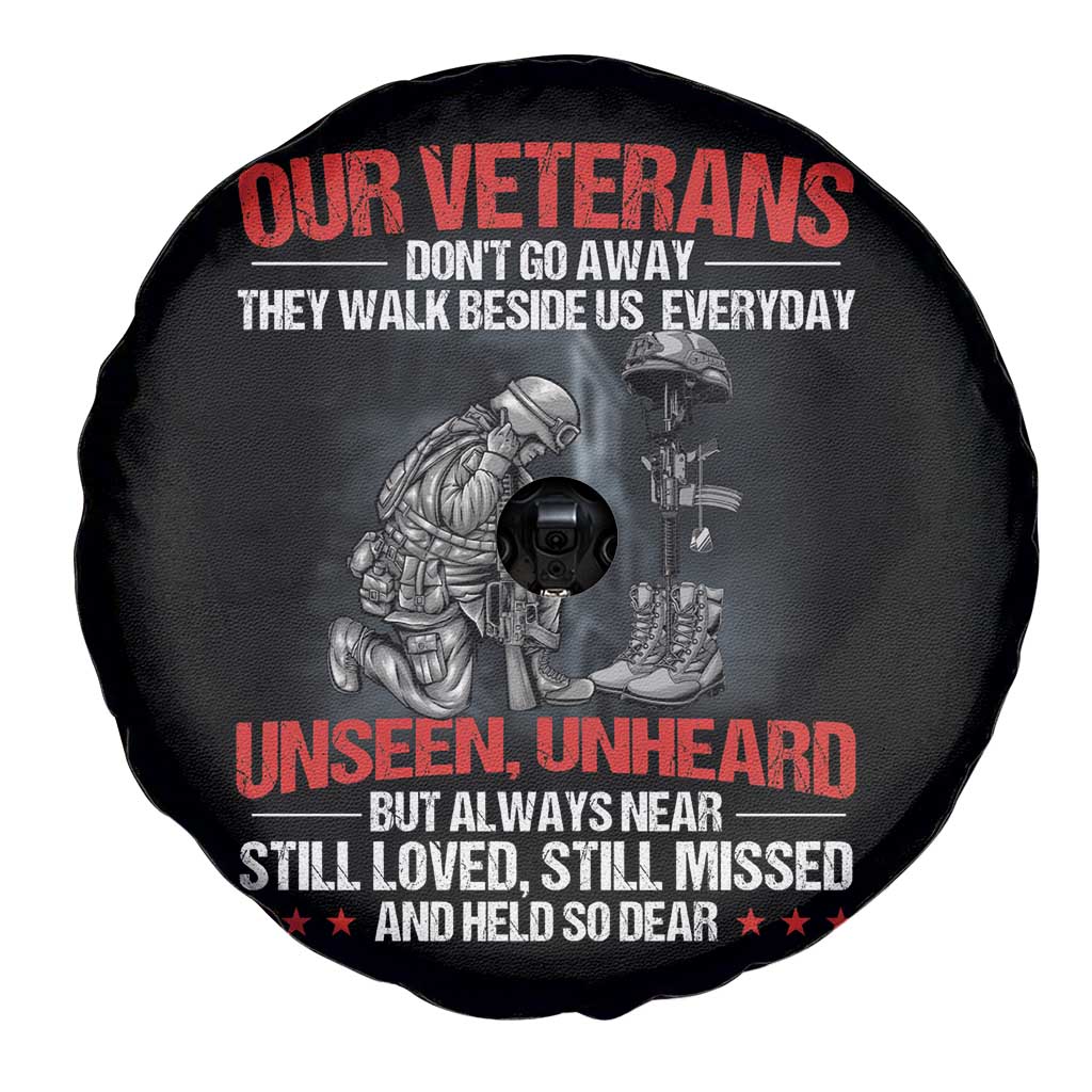 American Veteran Memorial Spare Tire Cover Our Veteran's Don't Go Away They Walk Beside Us Everyday Unseen Unheard