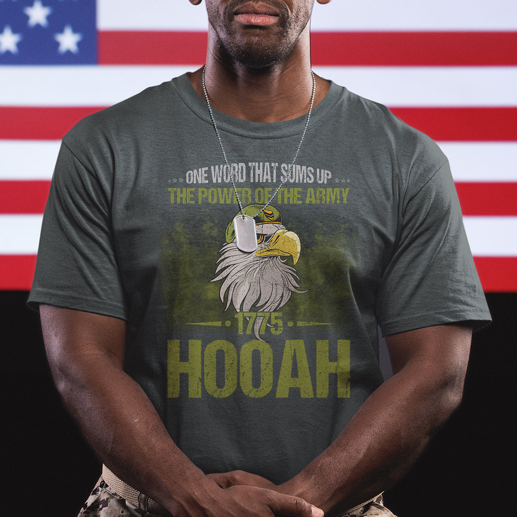 US Soldier T Shirt One Word That Sums Up The Power Of The Army 1775 Hooah - Wonder Print Shop