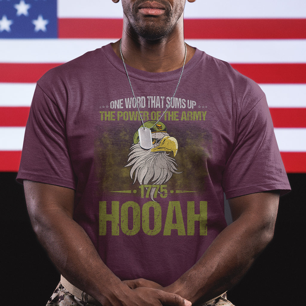 US Soldier T Shirt One Word That Sums Up The Power Of The Army 1775 Hooah - Wonder Print Shop