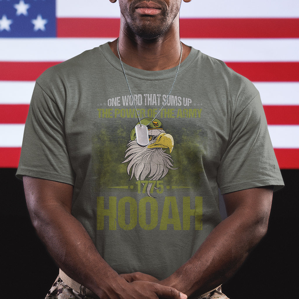 US Soldier T Shirt One Word That Sums Up The Power Of The Army 1775 Hooah - Wonder Print Shop