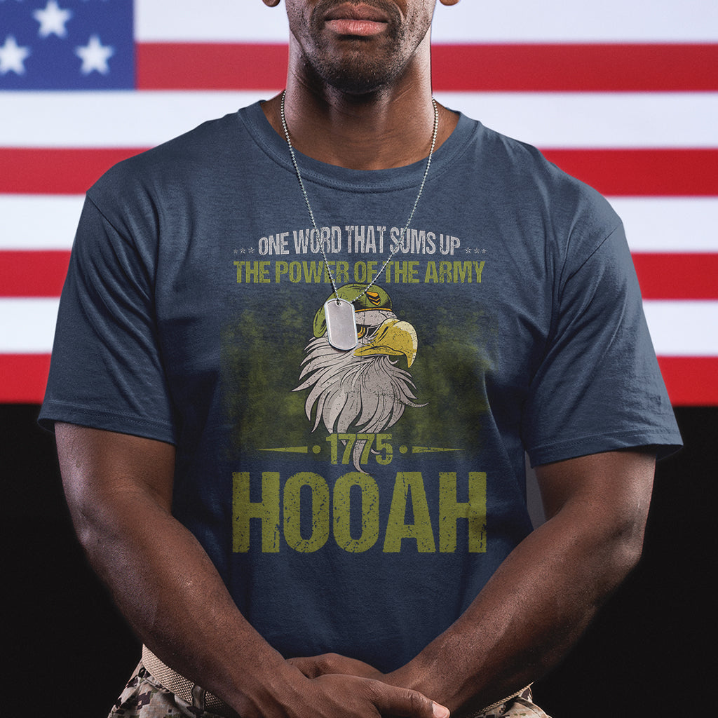 US Soldier T Shirt One Word That Sums Up The Power Of The Army 1775 Hooah - Wonder Print Shop