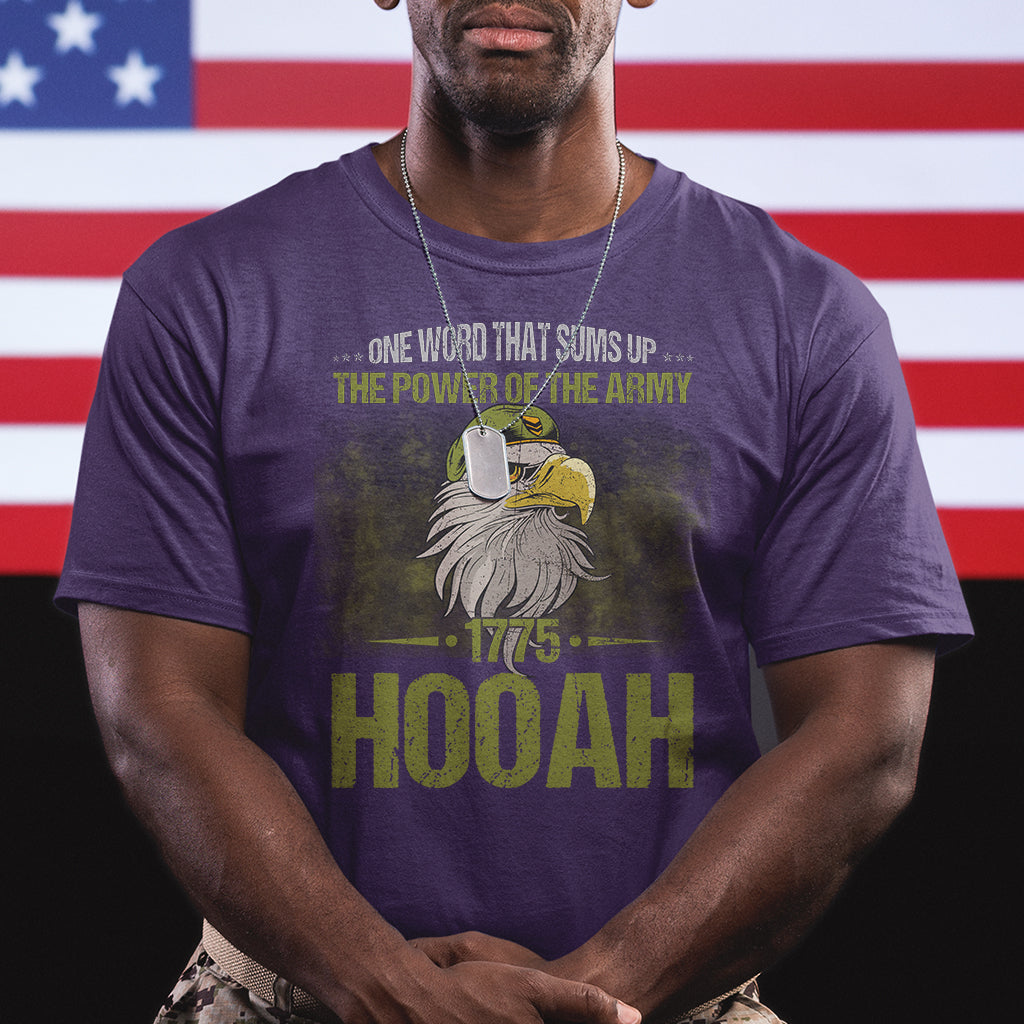 US Soldier T Shirt One Word That Sums Up The Power Of The Army 1775 Hooah - Wonder Print Shop