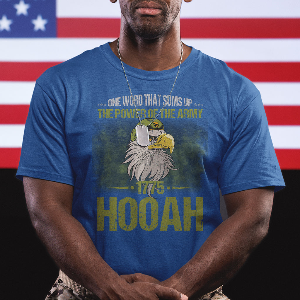 US Soldier T Shirt One Word That Sums Up The Power Of The Army 1775 Hooah - Wonder Print Shop