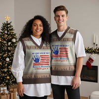 My First 4th of July Celebrate Semiquincentennial Cute V-Neck Knit Sweater Vest Born in America's 250th Year Patriotic Milestone Celebration