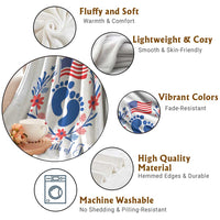 My First 4th of July Patriotic Cute Baby Footprints Throw Blanket American Flag Wreath America Holiday Milestone